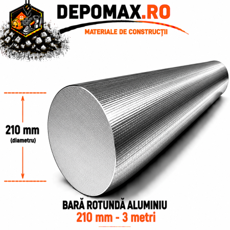 Bara rotunda aluminiu 210 mm, 3 metri, EN AW-6082